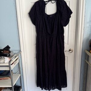 Skies Are Blue Black Eyelet Maxi Dress